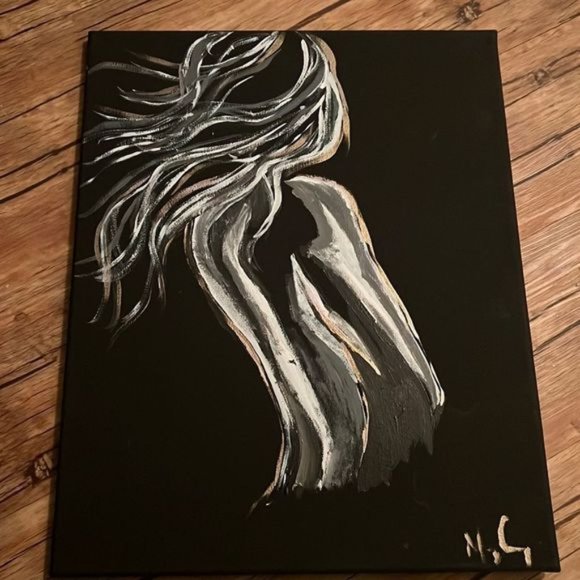 Faceless Beautifully?Painted?Black?Canvas?Women - Picture 1 of 4